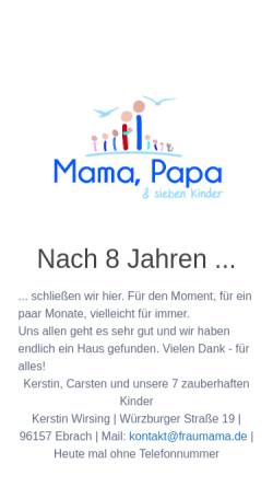 Vorschau der mobilen Webseite www.fraumama.de, Mama, Papa und fünf Kinder