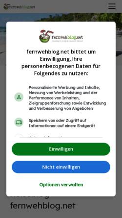 Vorschau der mobilen Webseite fernwehblog.net, Fernwehblog