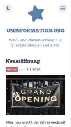 Vorschau der mobilen Webseite uninform.at, Graf, Ralf - Der Uninformat