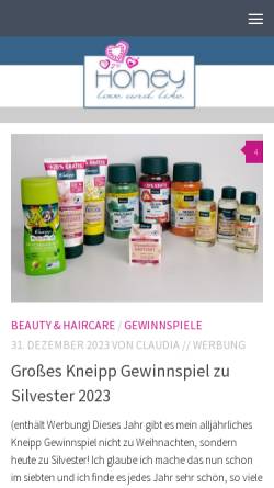 Vorschau der mobilen Webseite honey-loveandlike.de, Honey love and like