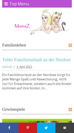Vorschau der mobilen Webseite mamaz.de, MamaZ - Familienalltag zwischen Rosarot und Dunkelgrau