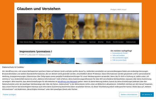 Vorschau von www.wolfgangvoegele.wordpress.com, Vögele, Wolfgang - Glauben und Verstehen