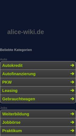 Vorschau der mobilen Webseite www.alice-wiki.de, AliceWiki, Die Alice-Datenbank
