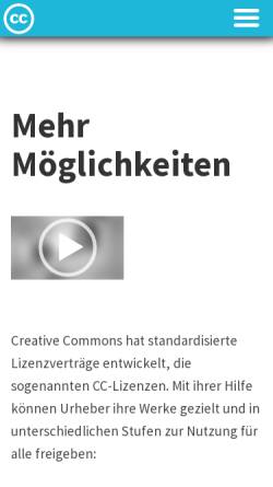 Vorschau der mobilen Webseite de.creativecommons.org, Creative Commons Deutschland