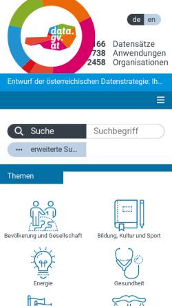 Vorschau der mobilen Webseite data.gv.at, Offene Daten Österreich