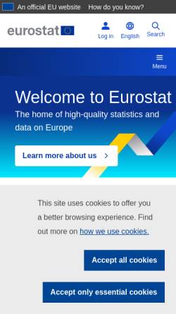 Vorschau der mobilen Webseite ec.europa.eu, Eurostat Datenbank