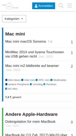 Vorschau der mobilen Webseite www.macmini-forum.de, Mac mini Forum