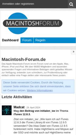 Vorschau der mobilen Webseite www.macintosh-forum.de, Macintosh-Forum.de