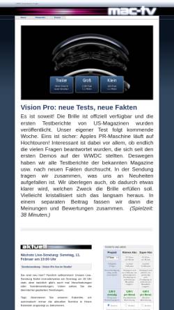 Vorschau der mobilen Webseite www.mac-tv.de, Mac-TV