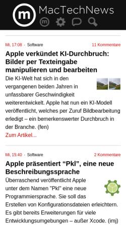 Vorschau der mobilen Webseite www.mactechnews.de, MacTechNews