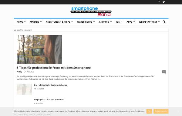 Vorschau von smartphone-mania.de, Smartphone mania Online Magazin