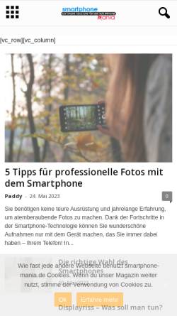 Vorschau der mobilen Webseite smartphone-mania.de, Smartphone mania Online Magazin