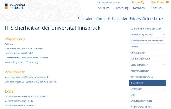 Vorschau von www.uibk.ac.at, Universität Innsbruck - IT-Sicherheit