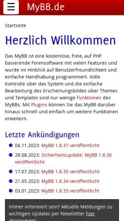 Vorschau der mobilen Webseite www.mybb.de, MyBB.de