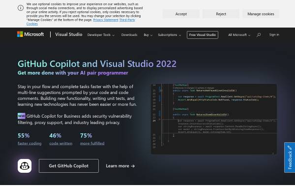 Vorschau von www.visualstudio.com, Visual Studio