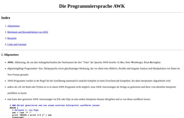 Die Programmiersprache AWK