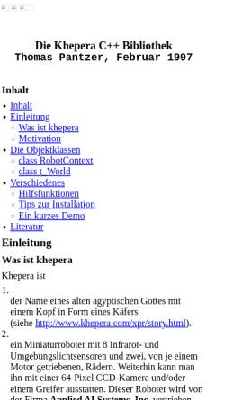 Vorschau der mobilen Webseite www.informatik.uni-leipzig.de, Die Khepera C++ Bibliothek