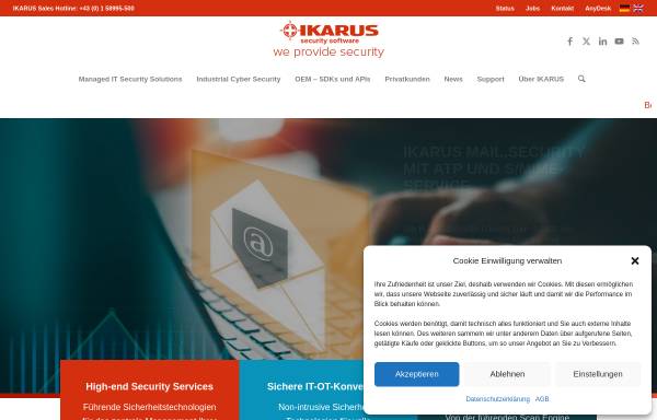 Vorschau von www.ikarussecurity.com, Ikarus Security Software GmbH