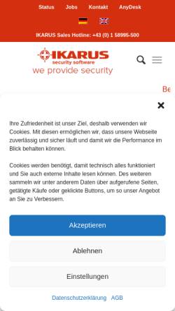 Vorschau der mobilen Webseite www.ikarussecurity.com, Ikarus Security Software GmbH