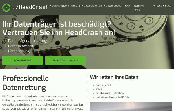 Vorschau von headcrash.net, Headcrash Datenrettung