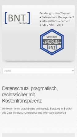 Vorschau der mobilen Webseite bntgmbh.de, BNT GmbH