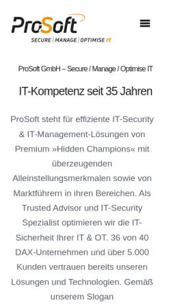 Vorschau der mobilen Webseite www.prosoft.de, ProSoft Software Vertriebs GmbH