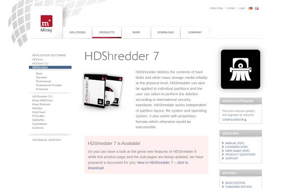 Vorschau von www.miray.de, HDShredder