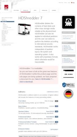 Vorschau der mobilen Webseite www.miray.de, HDShredder