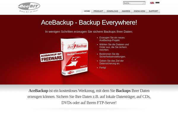 Vorschau von www.acebackup.de, AceBackup