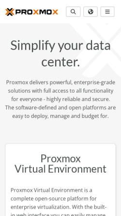 Vorschau der mobilen Webseite www.proxmox.com, Proxmox Virtual Environment