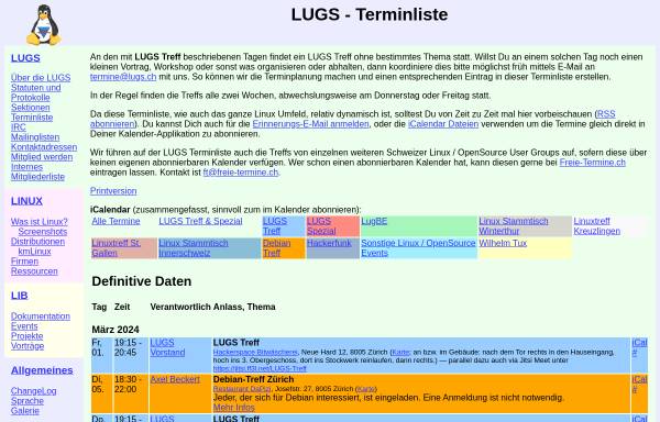 Vorschau von www.lugs.ch, LUGS Terminliste