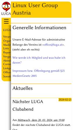 Vorschau der mobilen Webseite www.luga.at, Linux User Group Austria (LUGA)