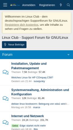 Vorschau der mobilen Webseite linux-club.de, Linux-Club