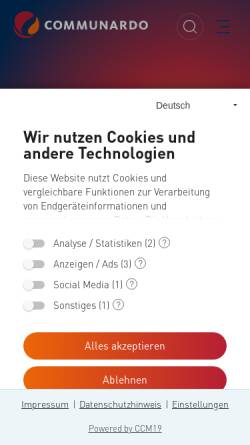 Vorschau der mobilen Webseite www.communardo.de, Communardo Software GmbH