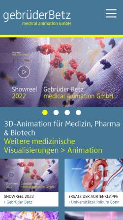 Vorschau der mobilen Webseite gebrueder-betz.de, Gebrüder Betz - Medizinische Visualisierungen