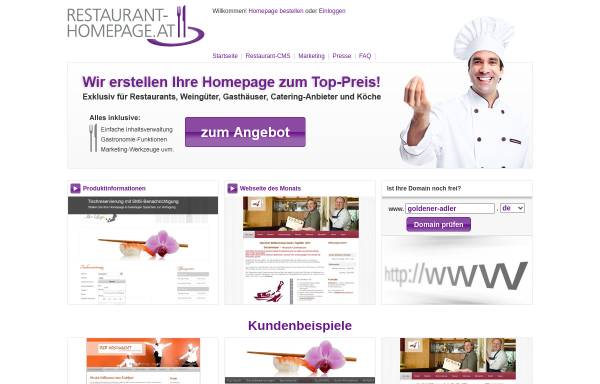 Vorschau von www.restaurant-homepage.at, CMS zum Mieten für die Gastronomie