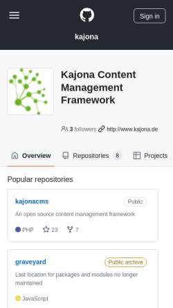 Vorschau der mobilen Webseite www.kajona.de, Kajona³
