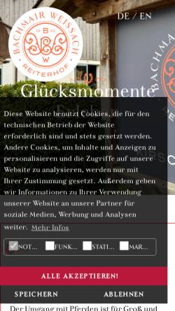 Vorschau der mobilen Webseite www.reitanlage-tegernsee.de, Reitanlage Kirschner-Alm