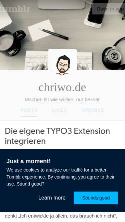 Vorschau der mobilen Webseite blog.chriwo.de, TYPO3 CMS Blog