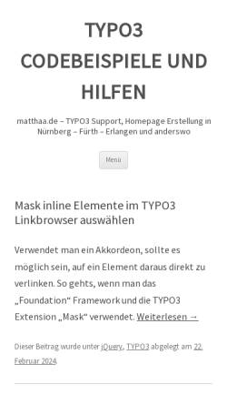 Vorschau der mobilen Webseite blog.matthaa.de, TYPO3 Hilfe Blog