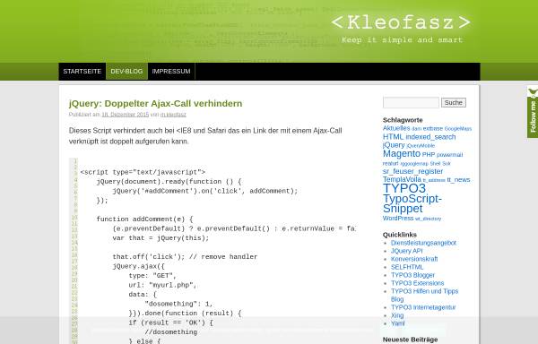 Vorschau von www.kleofasz.de, News und Hilfe Blog