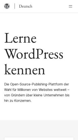 Vorschau der mobilen Webseite de.wordpress.org, WordPress