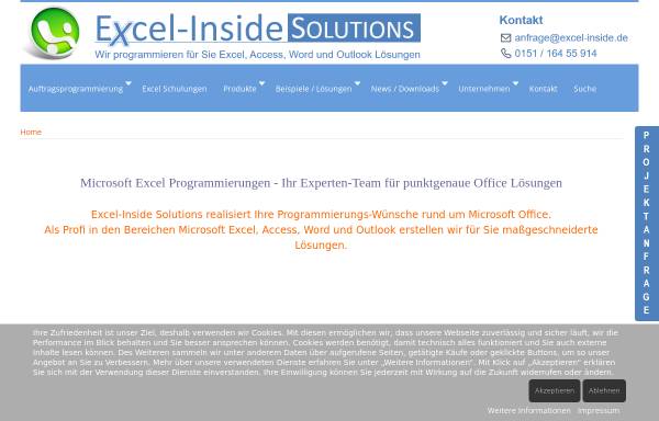Vorschau von www.excel-inside.de, Excel Inside Solutions