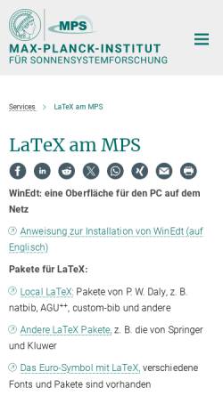 Vorschau der mobilen Webseite www.mps.mpg.de, LaTeX am MPS