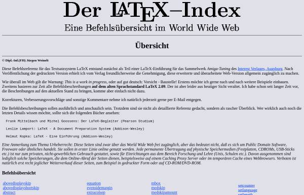 Vorschau von www.weinelt.de, Der LaTeX-Index