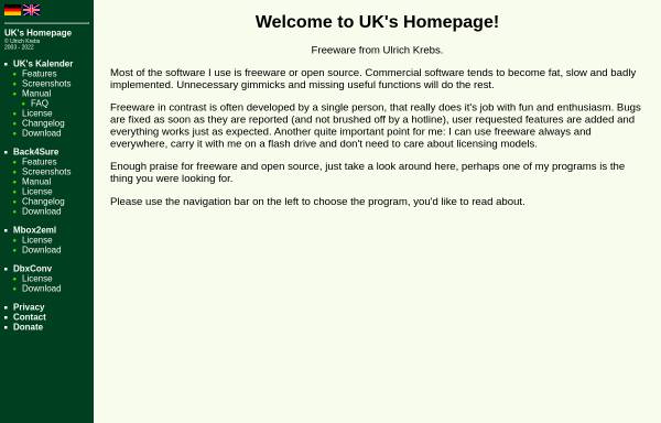 Vorschau von www.ukrebs-software.de, UK's Homepage