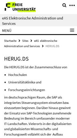 Vorschau der mobilen Webseite www.fu-berlin.de, HERUG - SAP Higher Education and Research User Group
