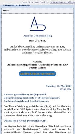 Vorschau der mobilen Webseite www.andreas-unkelbach.de, Blog: Andreas Unkelbach