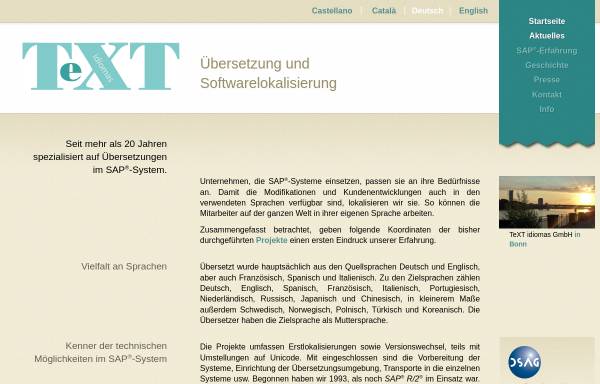 Vorschau von www.text-idiomas.com, TeXT idiomas GmbH