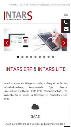 Vorschau der mobilen Webseite www.intars.de, IntarS Unternehmenssoftware GmbH